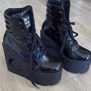 Killstar Holographic Black Platform Boots